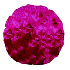 Hot Pink Floral Pattern Large 18  Premium Flano Round Cushions by paulaoliveiradesign