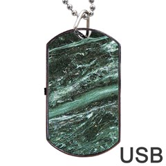 Green Marble Stone Texture Emerald  Dog Tag Usb Flash (one Side) by paulaoliveiradesign