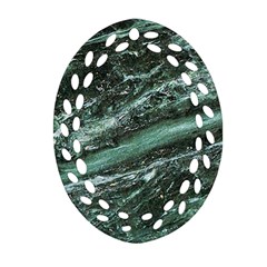 Green Marble Stone Texture Emerald  Ornament (Oval Filigree)