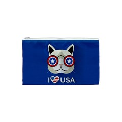 Cat I Love Usa Cosmetic Bag (small) by pushu