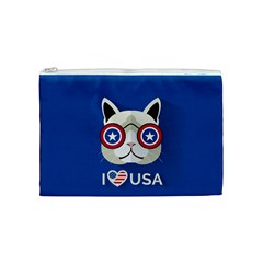 Cat I Love Usa Cosmetic Bag (medium) by pushu