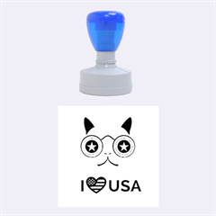 Cat I Love Usa Medium Rubber Stamp (round)