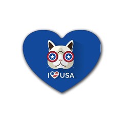 Cat I Love Usa Drink Coasters 4 Pack (heart)  by pushu