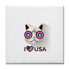 Cat I Love Usa Face Towel