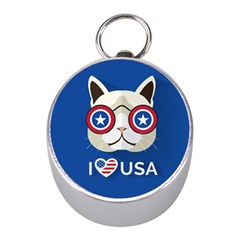 Cat I Love Usa Silver Compass (mini)