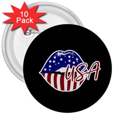 Usa Lips 4july 3  Button (10 Pack) by pushu