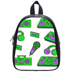 Green Music Pattern School Bags (small)  by TheLimeGreenFlamingo