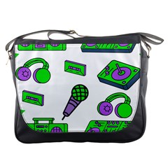 Green Music Pattern Messenger Bags by TheLimeGreenFlamingo