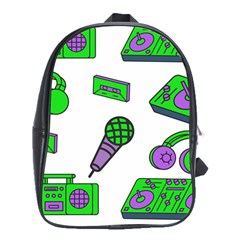 Green Music Pattern School Bags (xl)  by TheLimeGreenFlamingo