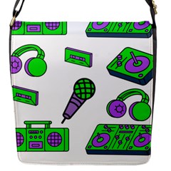 Green Music Pattern Flap Messenger Bag (s)