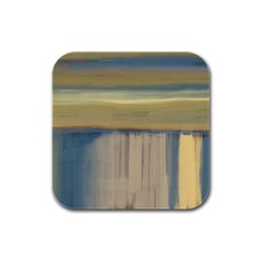 Denim-blue And Buttercream Rubber Square Coaster (4 Pack)  by digitaldivadesigns