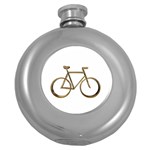 Elegant Gold Look Bicycle Cycling  Round Hip Flask (5 oz) Front