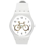 Elegant Gold Look Bicycle Cycling  Round Plastic Sport Watch (M) Front