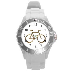 Elegant Gold Look Bicycle Cycling  Round Plastic Sport Watch (l) by yoursparklingshop