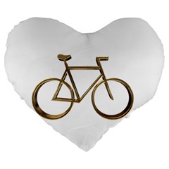 Elegant Gold Look Bicycle Cycling  Large 19  Premium Heart Shape Cushions by yoursparklingshop