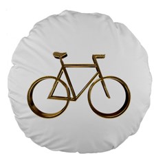 Elegant Gold Look Bicycle Cycling  Large 18  Premium Flano Round Cushions by yoursparklingshop