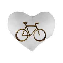 Elegant Gold Look Bicycle Cycling  Standard 16  Premium Flano Heart Shape Cushions by yoursparklingshop