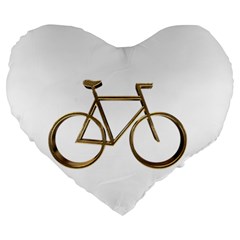 Elegant Gold Look Bicycle Cycling  Large 19  Premium Flano Heart Shape Cushions by yoursparklingshop