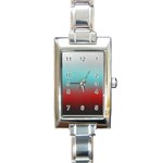 Frosted Blue and Red Rectangle Italian Charm Watch Front