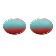 Frosted Blue And Red Cufflinks (oval) by digitaldivadesigns