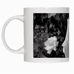 White Rose Black Back Ground Greenery ! White Mugs by CreatedByMeVictoriaB