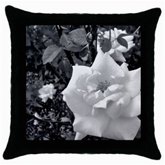 White Rose Black Back Ground Greenery ! Throw Pillow Case (black) by CreatedByMeVictoriaB