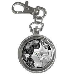 White Rose Black Back Ground Greenery ! Key Chain Watches by CreatedByMeVictoriaB