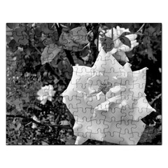 White Rose Black Back Ground Greenery ! Rectangular Jigsaw Puzzl by CreatedByMeVictoriaB