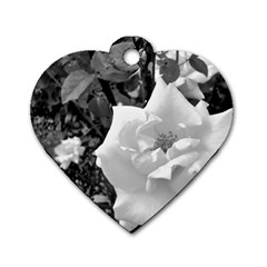 White Rose Black Back Ground Greenery ! Dog Tag Heart (one Side) by CreatedByMeVictoriaB