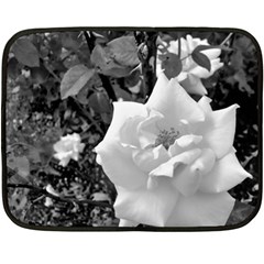 White Rose Black Back Ground Greenery ! Double Sided Fleece Blanket (mini)  by CreatedByMeVictoriaB