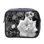 white rose black back ground greenery ! Mini Toiletries Bag 2-Side Front