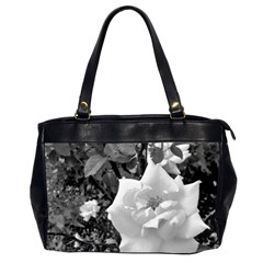 White Rose Black Back Ground Greenery ! Office Handbags (2 Sides)  by CreatedByMeVictoriaB