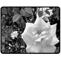 White Rose Black Back Ground Greenery ! Fleece Blanket (medium)  by CreatedByMeVictoriaB