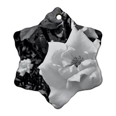 White Rose Black Back Ground Greenery ! Snowflake Ornament (two Sides)