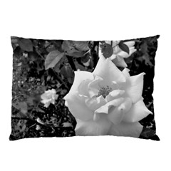 White Rose Black Back Ground Greenery ! Pillow Case (two Sides) by CreatedByMeVictoriaB