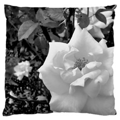 White Rose Black Back Ground Greenery ! Large Cushion Case (two Sides) by CreatedByMeVictoriaB