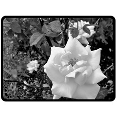 White Rose Black Back Ground Greenery ! Double Sided Fleece Blanket (large)  by CreatedByMeVictoriaB