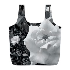 White Rose Black Back Ground Greenery ! Full Print Recycle Bags (l)  by CreatedByMeVictoriaB