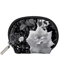 White Rose Black Back Ground Greenery ! Accessory Pouches (small) 