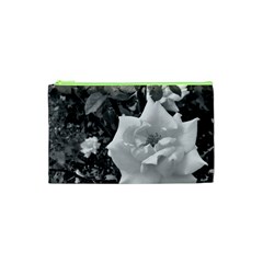 White Rose Black Back Ground Greenery ! Cosmetic Bag (xs) by CreatedByMeVictoriaB