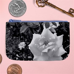 White Rose Black Back Ground Greenery ! Large Coin Purse by CreatedByMeVictoriaB