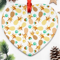 Seamless Summer Fruits Pattern Ornament (heart) by TastefulDesigns