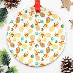 Seamless Summer Fruits Pattern Round Ornament (two Sides) by TastefulDesigns