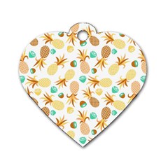 Seamless Summer Fruits Pattern Dog Tag Heart (one Side) by TastefulDesigns