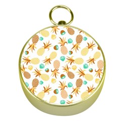 Seamless Summer Fruits Pattern Gold Compasses by TastefulDesigns