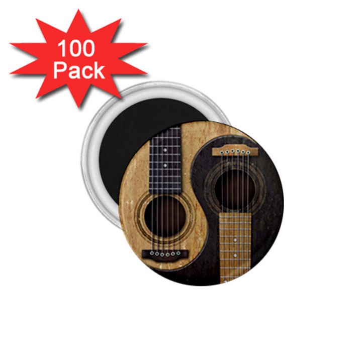 Old And Worn Acoustic Guitars Yin Yang 1.75  Magnets (100 pack) 