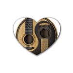 Old And Worn Acoustic Guitars Yin Yang Heart Coaster (4 pack)  Front