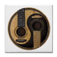 Old And Worn Acoustic Guitars Yin Yang Face Towel by JeffBartels