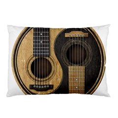 Old And Worn Acoustic Guitars Yin Yang Pillow Case by JeffBartels