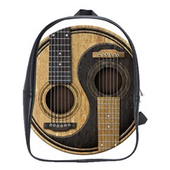 Old And Worn Acoustic Guitars Yin Yang School Bags(large)  by JeffBartels